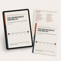The Grown Man's Hosting Kit digital guide mockup with tablet, cover, and guide page.